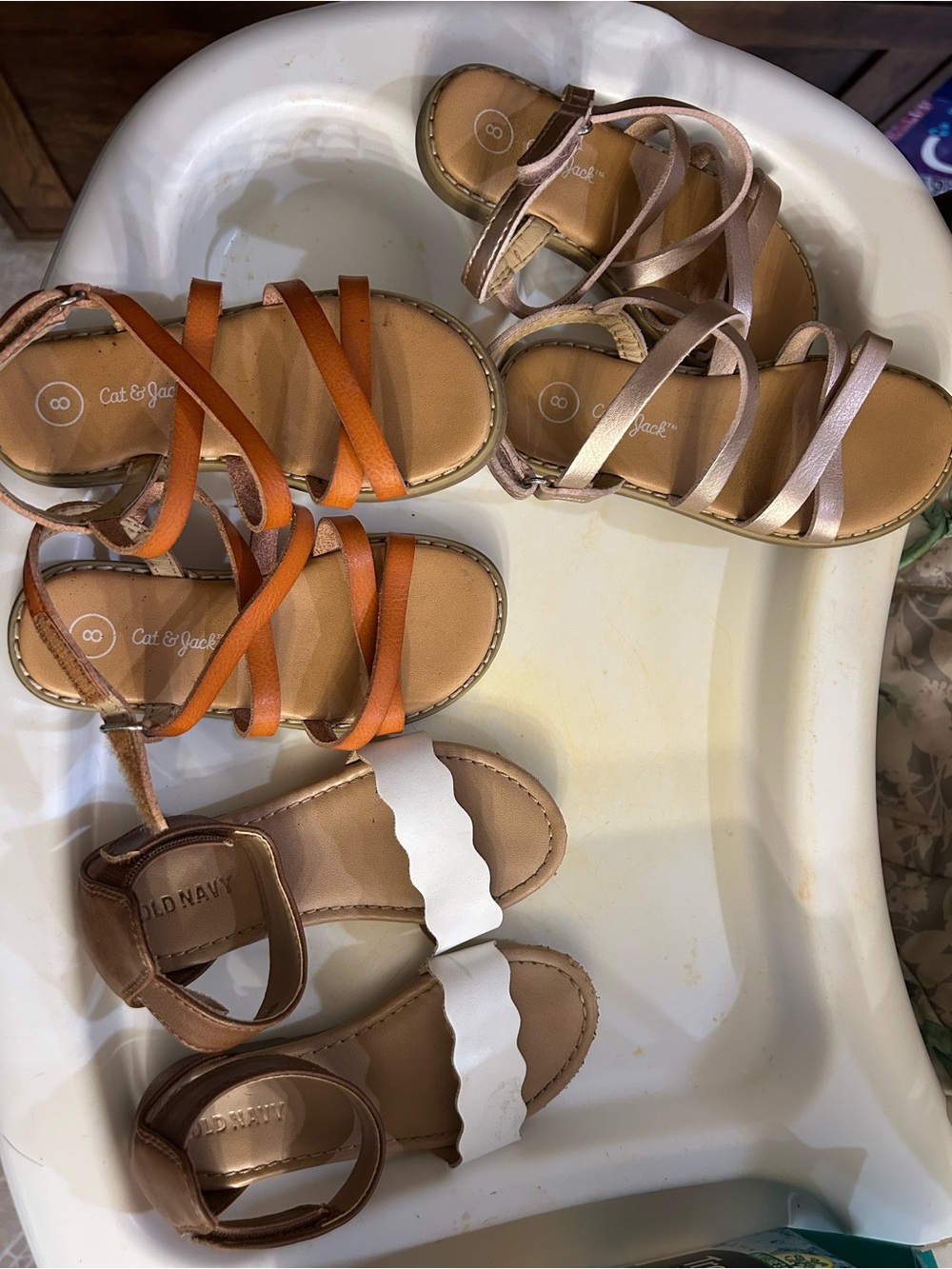 Cat & Jack and Old Navy Kids' Sandals - Orange, Rose Gold, White